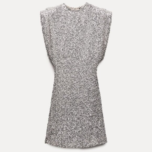 ZARA SHOULDER PADS SEQUIN DRESS ZW COLLECTION - Picture 5 of 6